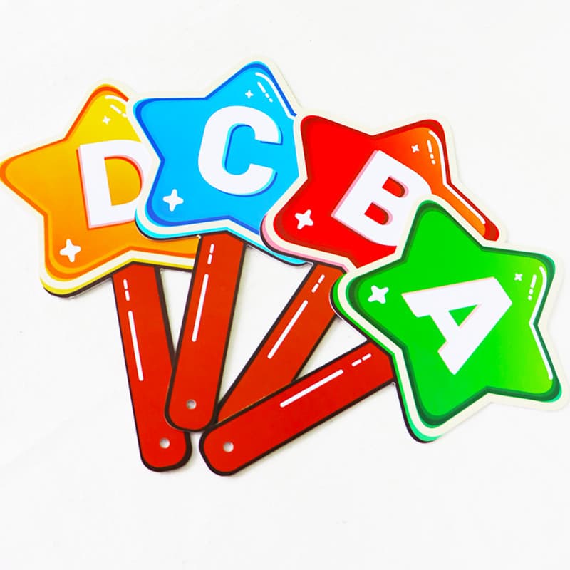 ABCD Escolha Cartão de Julgamento Cartão de Mão Cartão de Pontuação de Julgamento Inglês Sala de Aula Adereços de Jogo A