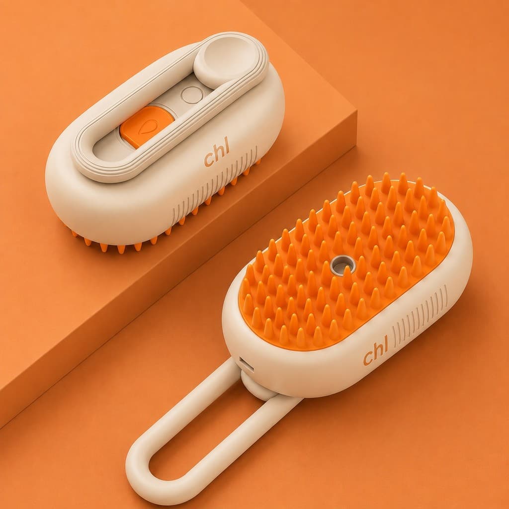 Escova A Vapor Para Pets Elétrica 3 em 1 Escova, Limpa e Acaricia