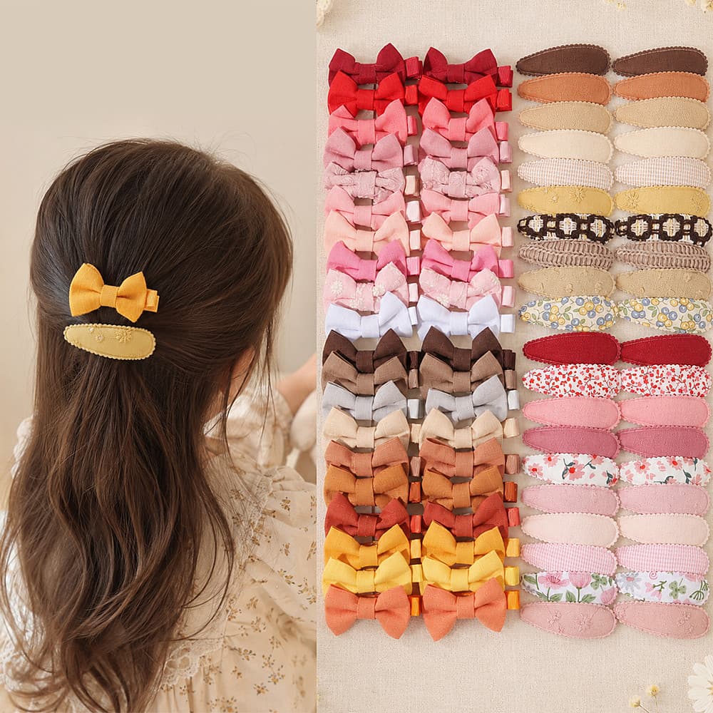 1 Conjunto De Grampos De Cabelo Com Laço De Tecido Infantil , Acessórios Fofos Embrulhados Para Meninas , Enfeites Versá