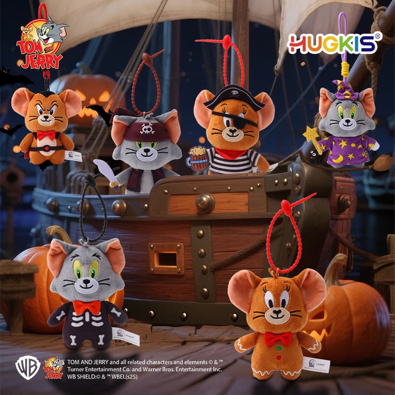 HUGKIS Gato e Rato Halloween Crânio Vestir Pingente de Pelúcia Jerry Gingerbread Man Boneca Pingente Boneca