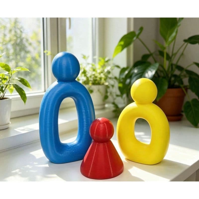 Criativo abstrato família três ornamentos simples TV gabinete entrada sala de estar decoração plástico impressão 3d pres