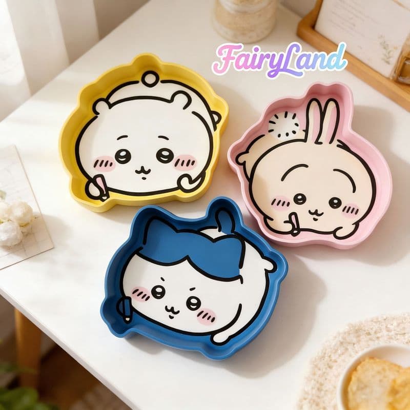 Chiikawa Bandeja de armazenamento de mesa Super fofa Bandeja de lanche Bandeja de artigos diversos Armazenamento de entr