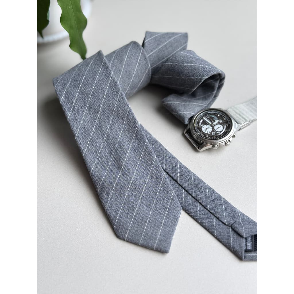 NU Original Masculino Puro Algodão Gravata Sarja Cinza Gravata Formal 6cm Gravata Retro Casual Britânica