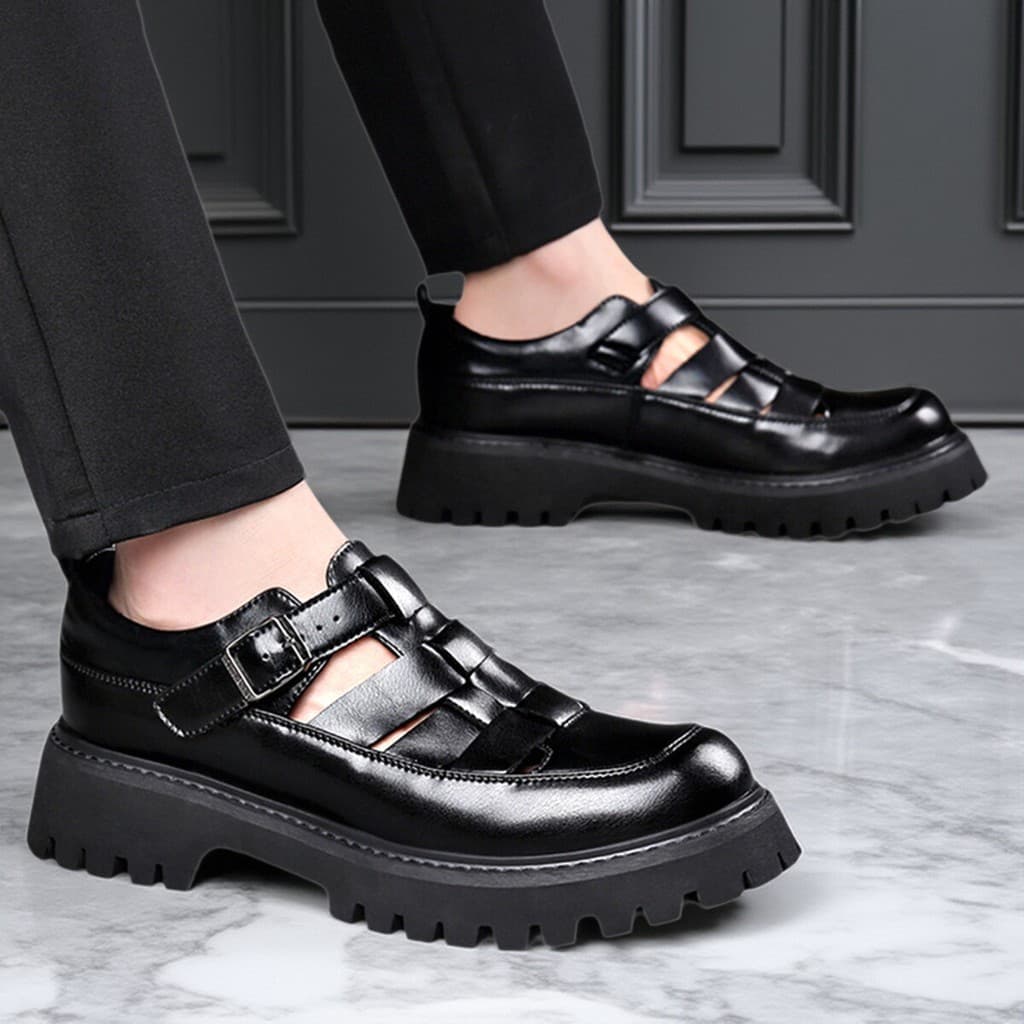 Buraco sapatos masculinos verão exterior Wear 2025 novo estilo antiderrapante desodorante aumentado sandálias de couro o