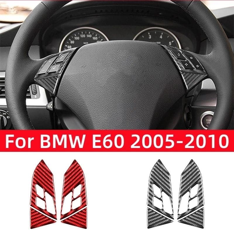 Para BMW Série 5 E60 2004-2010 Acessórios Do Carro De Fibra Carbono Interior Painel Volante Botões Guarnição Quadro Capa
