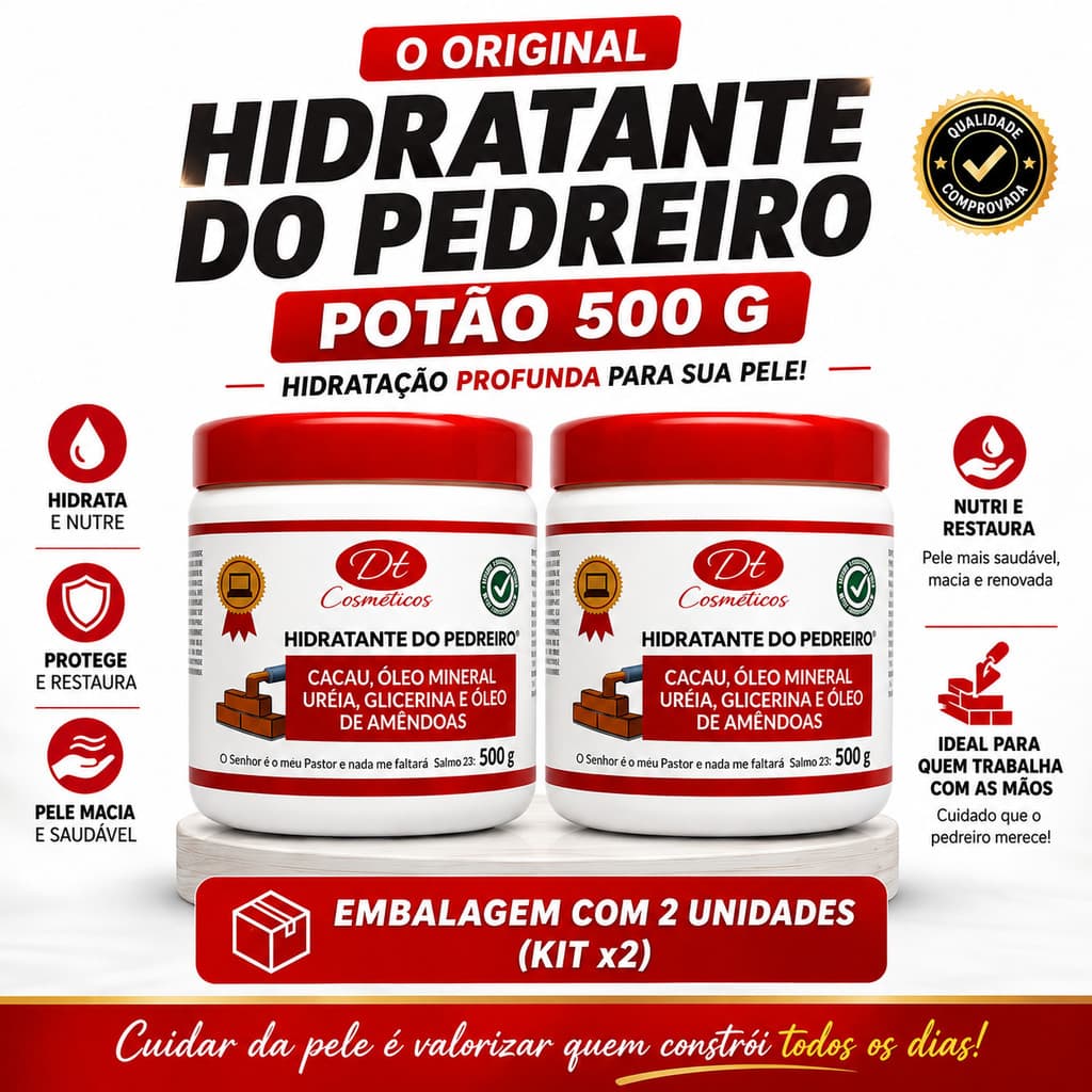 Kit 2 Creme Hidratante Do Pedreiro Para Mão Pés 500 g