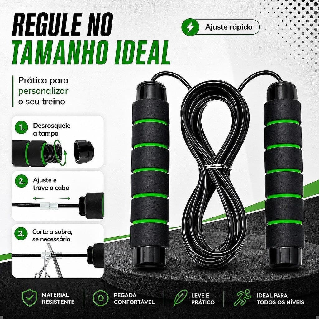 Corda de Pular Profissional Ajustável 3M Crossfit Rolamento Speed Rope Treino Funcional Academia