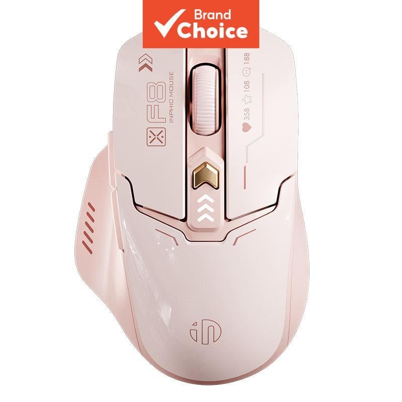 Mouse sem fio Inphic New F8 II 2.4G, silencioso, recarregável, com display de energia da bateria, para meninas.
