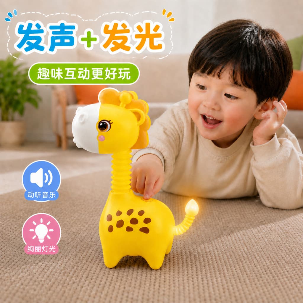 Nova Máquina Multifuncional de Música e Histórias em Forma de Girafa Elástica para Crianças, Brinquedo Educativo para Al