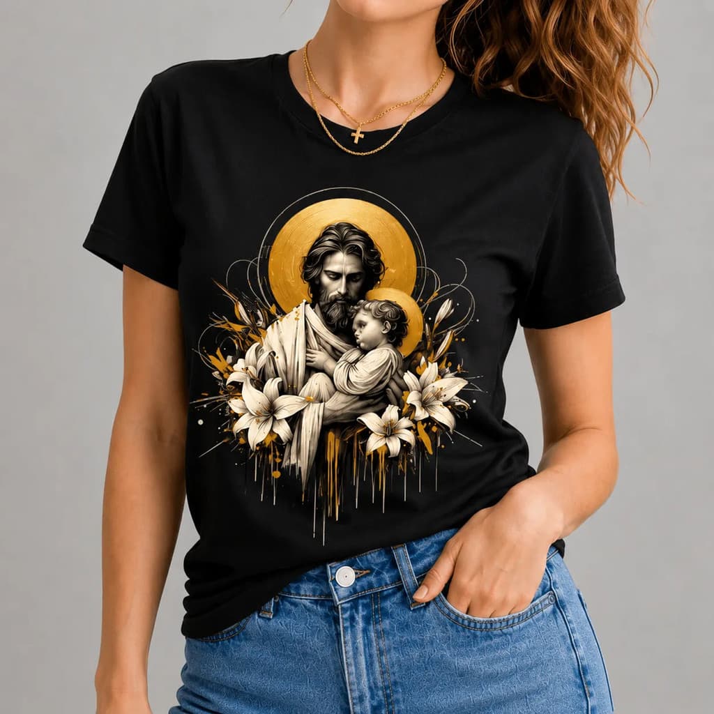 Camiseta São José Católico Cristianismo Moda Casual Básico