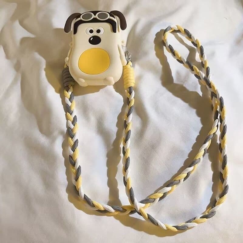 Bolsa de moedas de Silicone dos desenhos animados corda trançada pode pendurar pescoço bonito volta clipe para fora cord