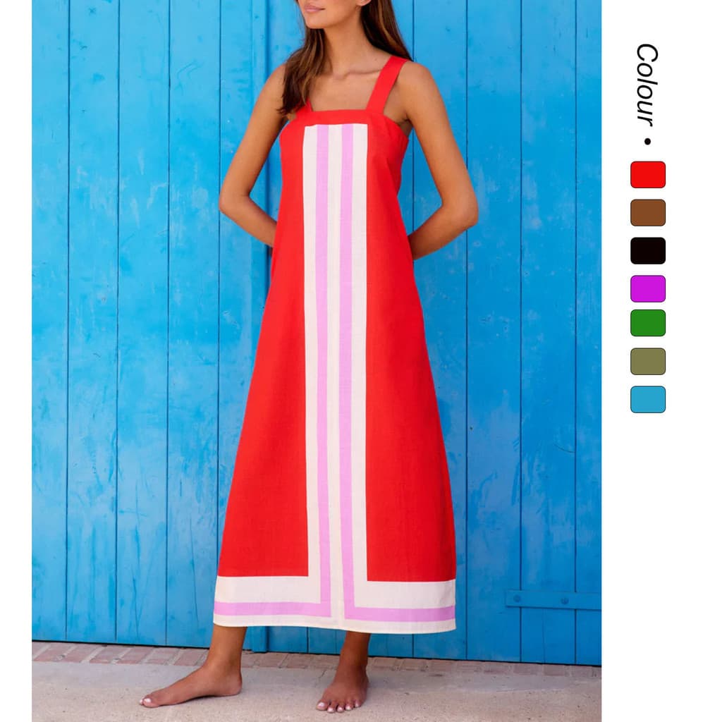 Estoque pronto 25 verão Cross-Border comércio exterior Casual saia longa à beira-mar férias estilo estilingue vestido-68