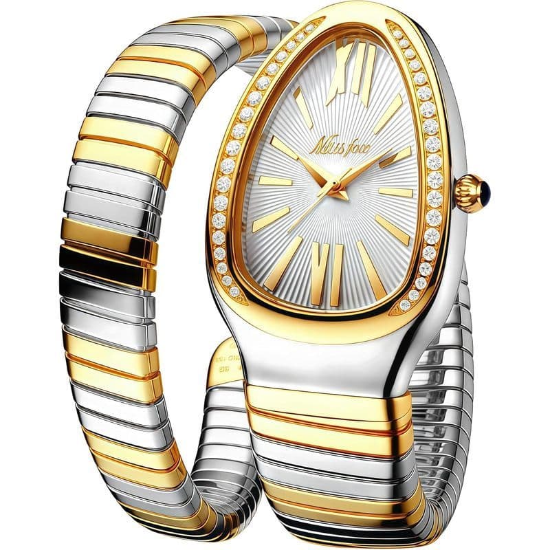MASTOP Snake Face Watch Para Mulheres 5.9-7.1in Forma De Cobra Rosto Relógios Senhoras À Prova D'água Aço Delicado Vesti