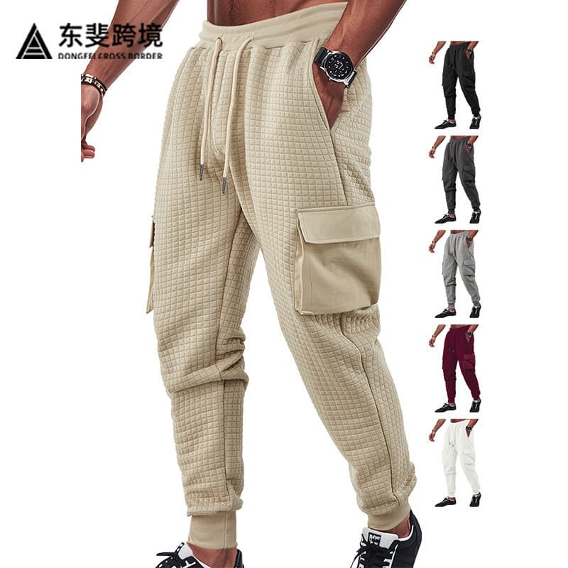 Calça Cargo Masculina Outono Jacquard Com Bolso E Roupa De Trabalho