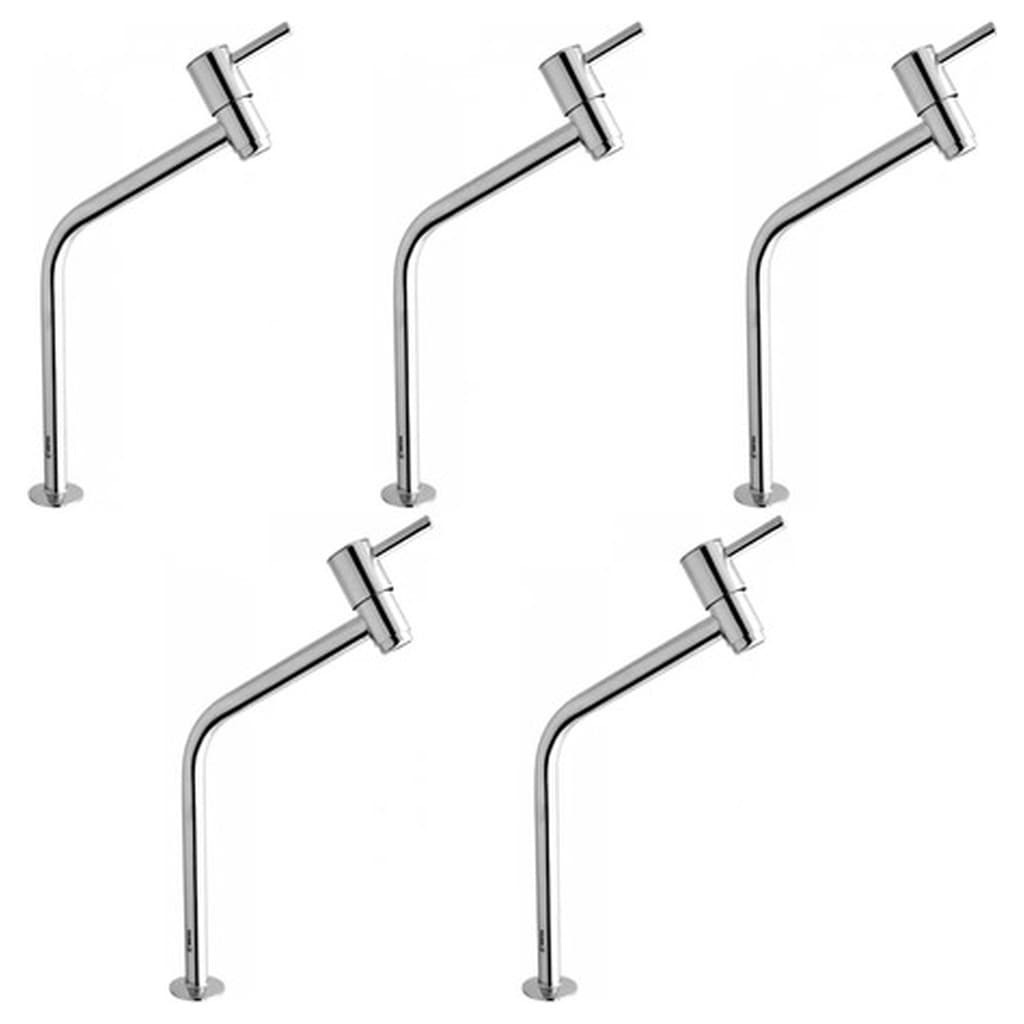 Kit 5 Torneiras Banheiro Kimetais Delicatta Slim Bica Alta Cromado Monocomando Bancada Aço Inox