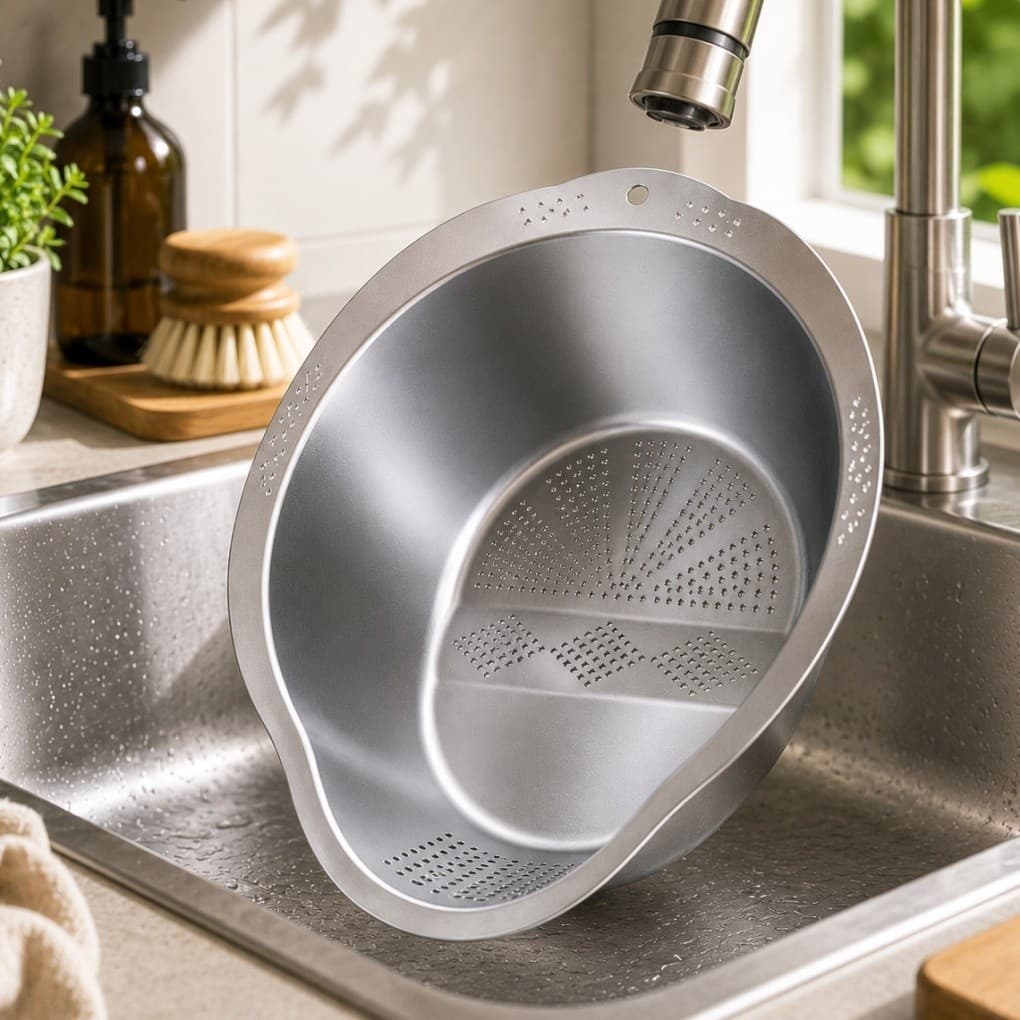 Escorredor Lavador de Arroz Inox | Tigela Multiuso para Arroz, Massas, Frutas e Legumes  | Utensílio de Cozinha
