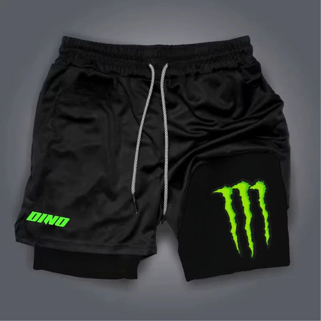 Shorts Bermuda 2 em 1 Para Academia treino perfomance Dino academia maromba short dry compressão