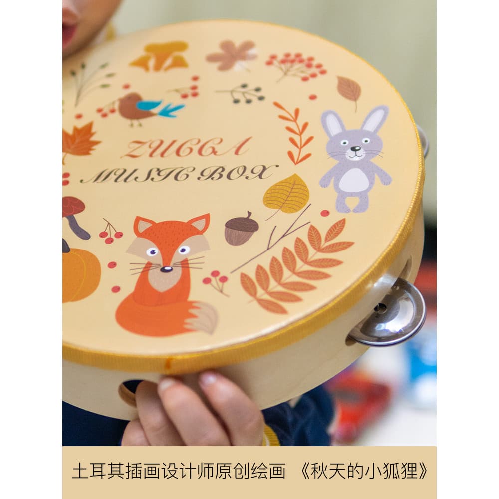 Pandeiro de faia 20cm instrumento Musical das crianças dos desenhos animados mão bater tambor Xinjiang dança chocalho si