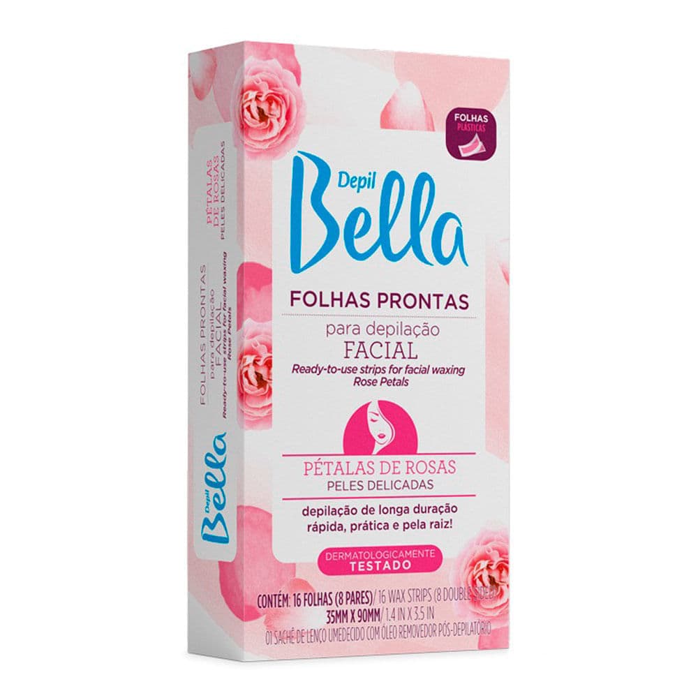 Folhas Prontas para Depilação Facial Depil Bella Pétalas de Rosas para Peles Delicadas 16 Unidades