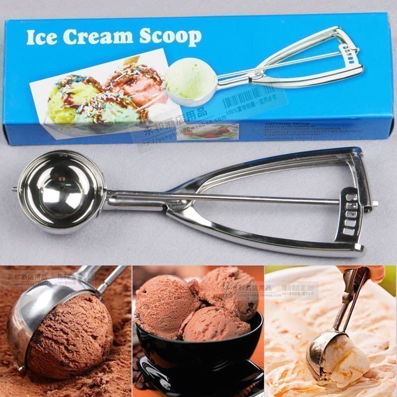 304 colher de sorvete de aço inoxidável comercial colher de sorvete colher de jogo colher de sorvete frutas melancia bol