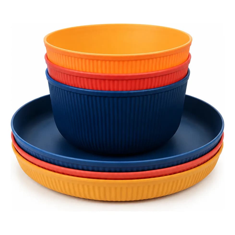 Kit 3 Pratos Stripes Bambu 23cm + 3 Bowls Stripes Bambu Lyor