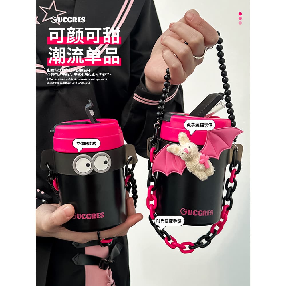 Novo duplo beber copo térmico de aço inoxidável masculino feminino estudantes escola dedicado portátil copo água Mini pe