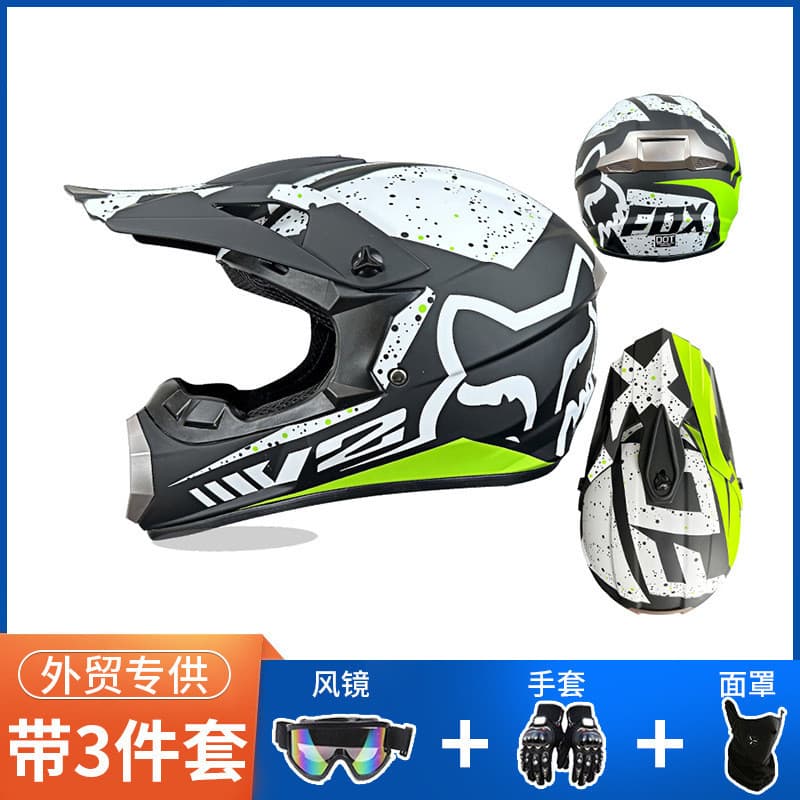 Conjunto de três peças capacete FOX certificado DOT ATV capacete ciclismo capacete fora de estrada Mountain Bike capacet