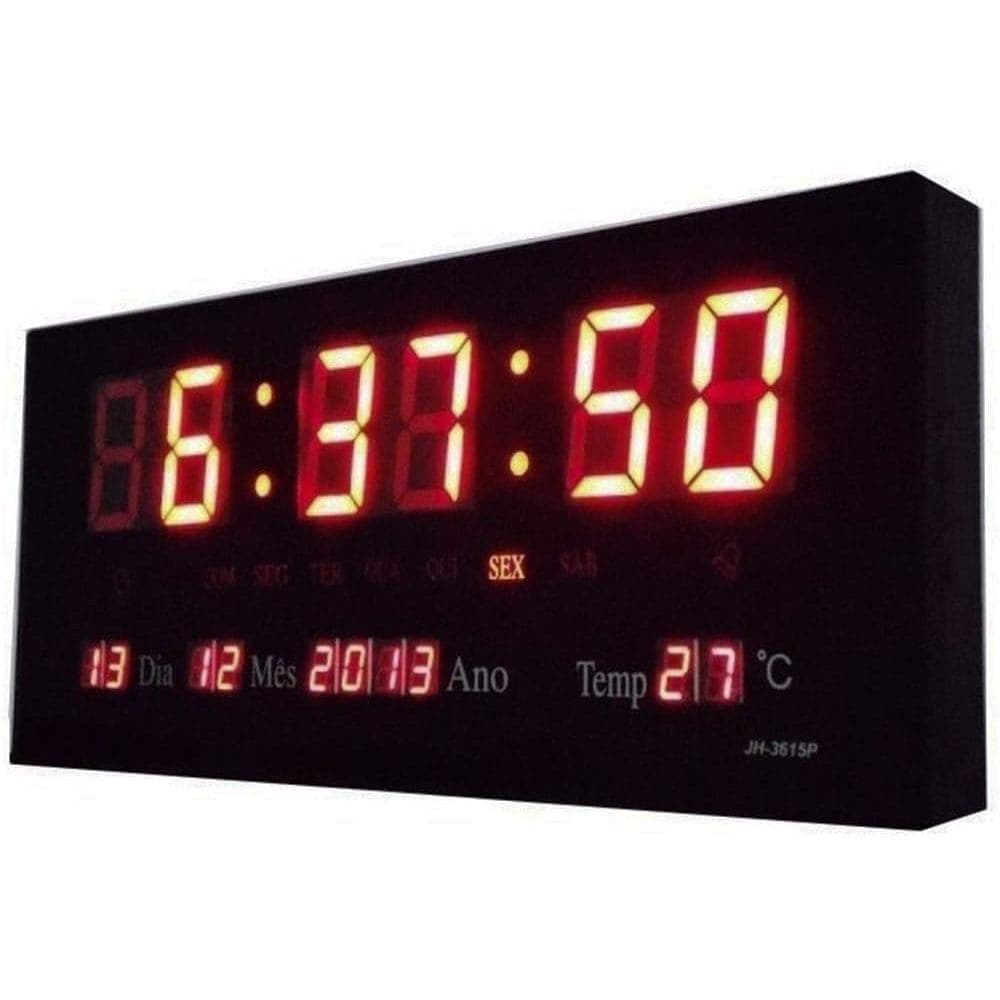 Relogio Parede LED Digital Termometro Data Hora