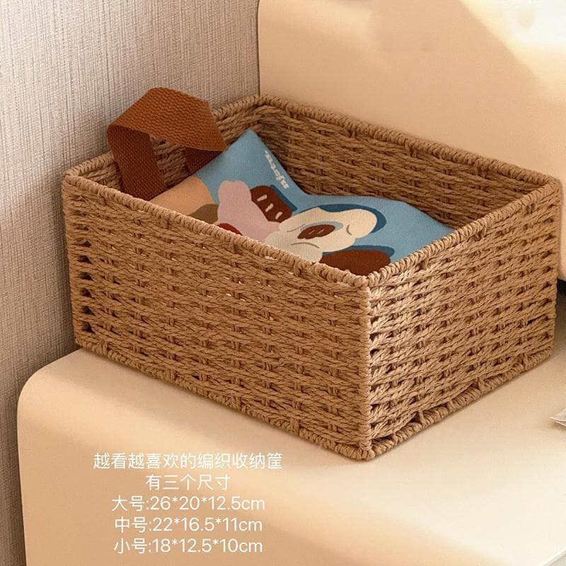 Cesta de armazenamento tecido Desktop diversos Rattan cesta de armazenamento doméstico sala estar mesa café entrada mult