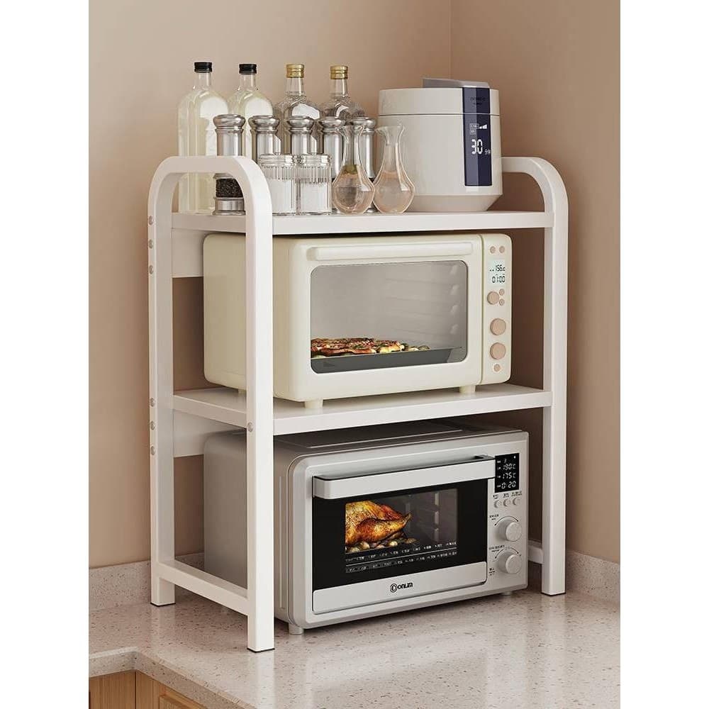 Rack de microondas de cozinha bancada doméstica suporte de forno de camada dupla Multi-camada multifuncional rack de arm