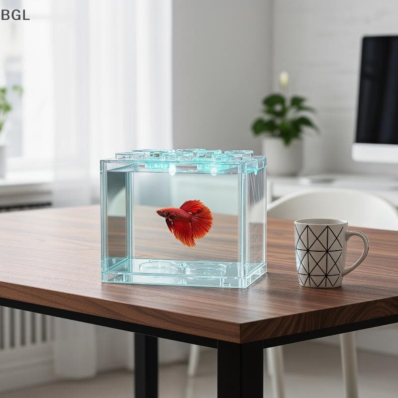 [brightlight.br] Aquário Acrílico Mini Tanque De Peixes Habitat Estável Caixa Para Animais De Estimação Decoração De Cas