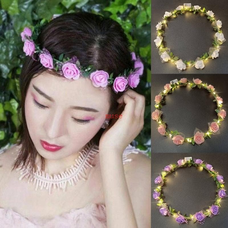 muse Colorido Flor Coroa Ajustável Argola De Cabelo Aniversário Casamento Mulher Hairband