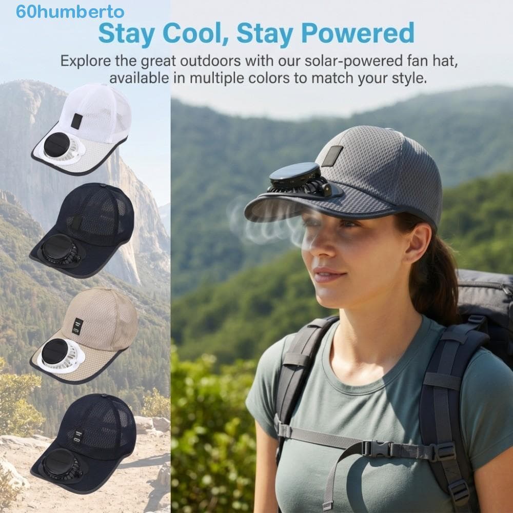 Chapéu De Ventilador Movido A Energia Solar HUMBERTO , Boné De Beisebol Com Proteção UV , Confortável De Usar , Portátil