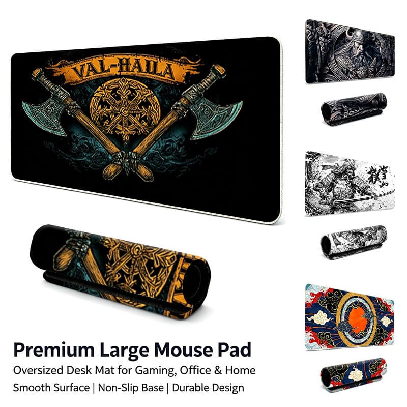 Grande Mouse Pad Nórdico De Eixos Cruzados Valhalla , Base Antiderrapante , Superfície Lisa De Alta Precisão