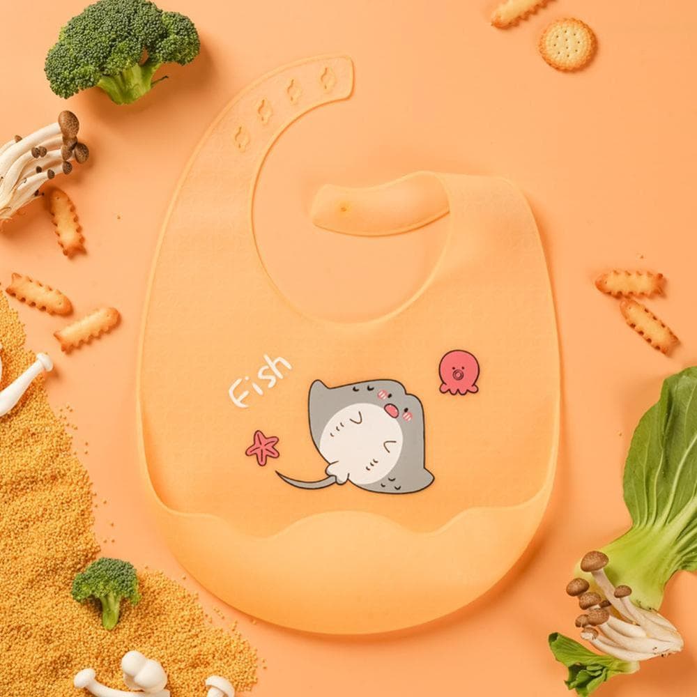 TIK Babadores De Bebê À Prova D'água , Silicone Macio Para Crianças , Avental De Comida Com Estampa De Animal , Super Fi