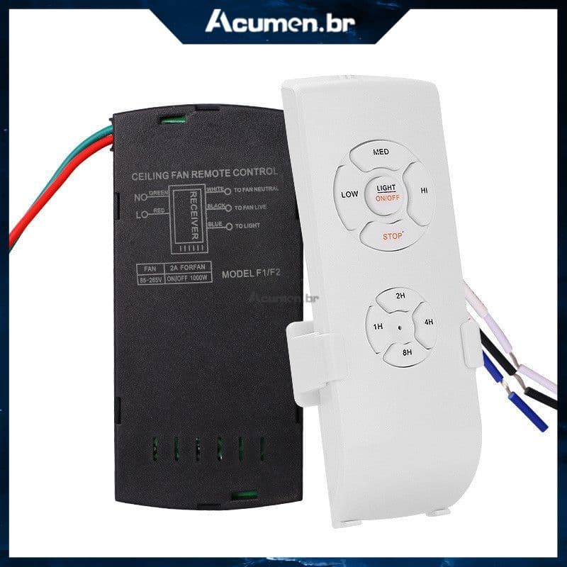 Kit de controle remoto inteligente universal AC 110-240V com temporizador para ventilador de teto e luz,