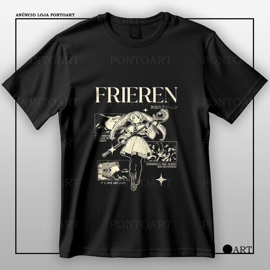 Camiseta Desenho Anime Frieren: Beyond Journey's End Camisa 100% Algodão
