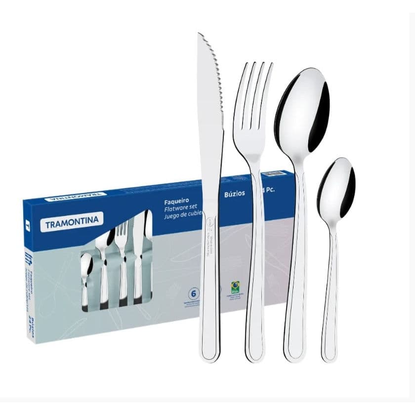 Faqueiro Búzios de Aço Inox 24 Peças - TRAMONTINA