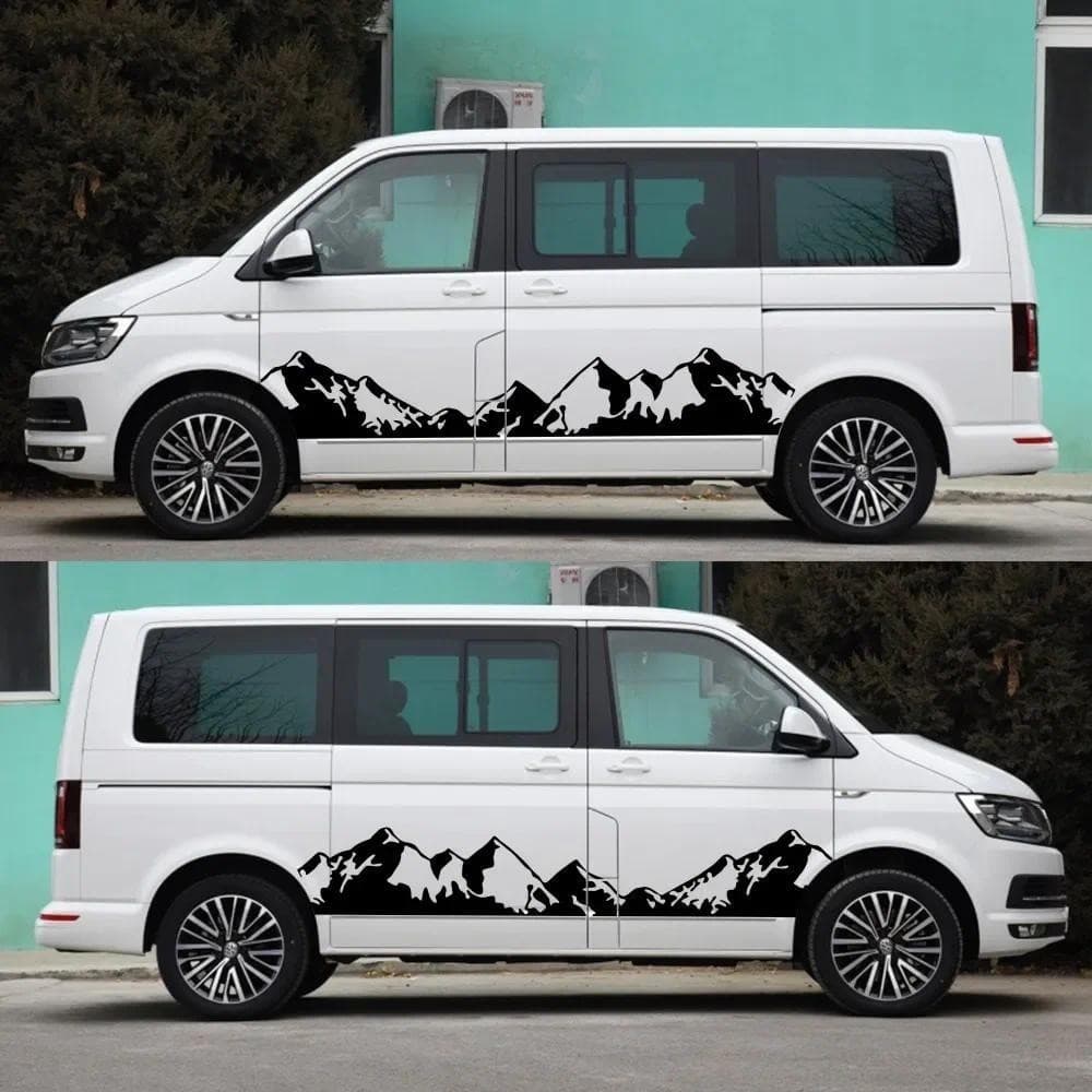 Atacado 2 Peças Adesivo Gráfico De Montanha Decorativo RV Campista Off-Road Adesivos Automotivos Para VW Crafter T5 T6 M