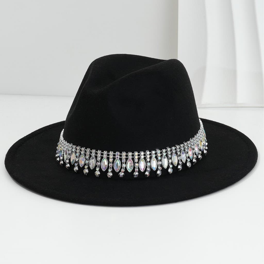 Chapéu brilhante de alta qualidade Chapéu de festa de Cowboy ocidental feminino unissex elegante chapéu de feltro guarda