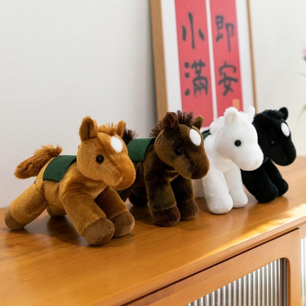 Brinquedos De Pelúcia De Cavalo De Simulação , Brinquedo Realista , Ovelha Com Chifres Macios