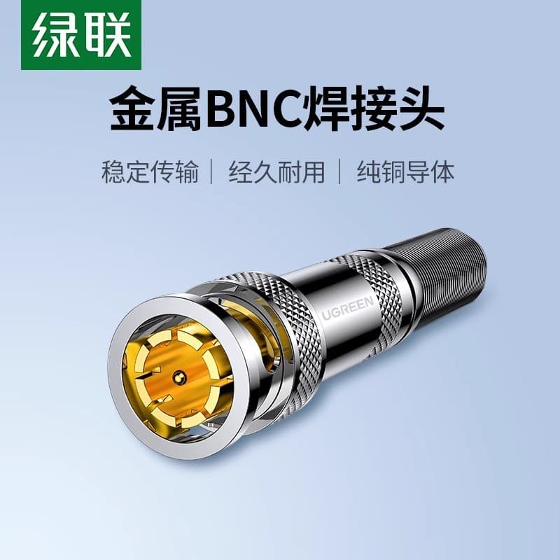 Cabeça de soldagem bnc de ligação verde, cabeça macho Q9, conector bnc de vídeo de vigilância Coaxial 75-5, conector de