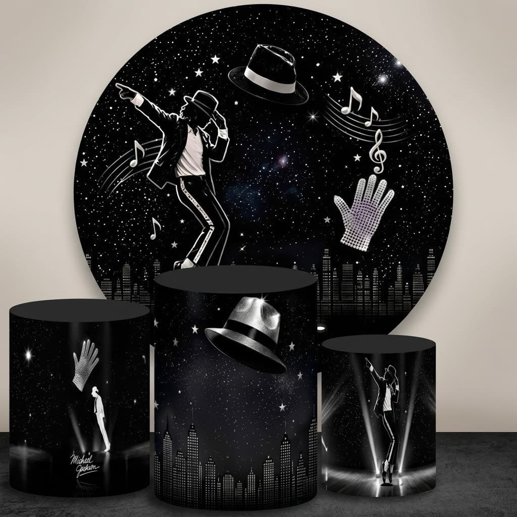 Michael Jackson - Kit Decoração Festa Cilindros + Painel | Envio Rapido