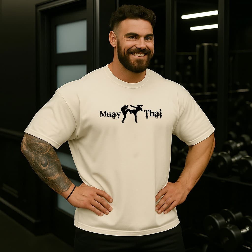 Camisa Algodão Masculina Camiseta Oversized Muay Thai 01 Treino Academia Musculação