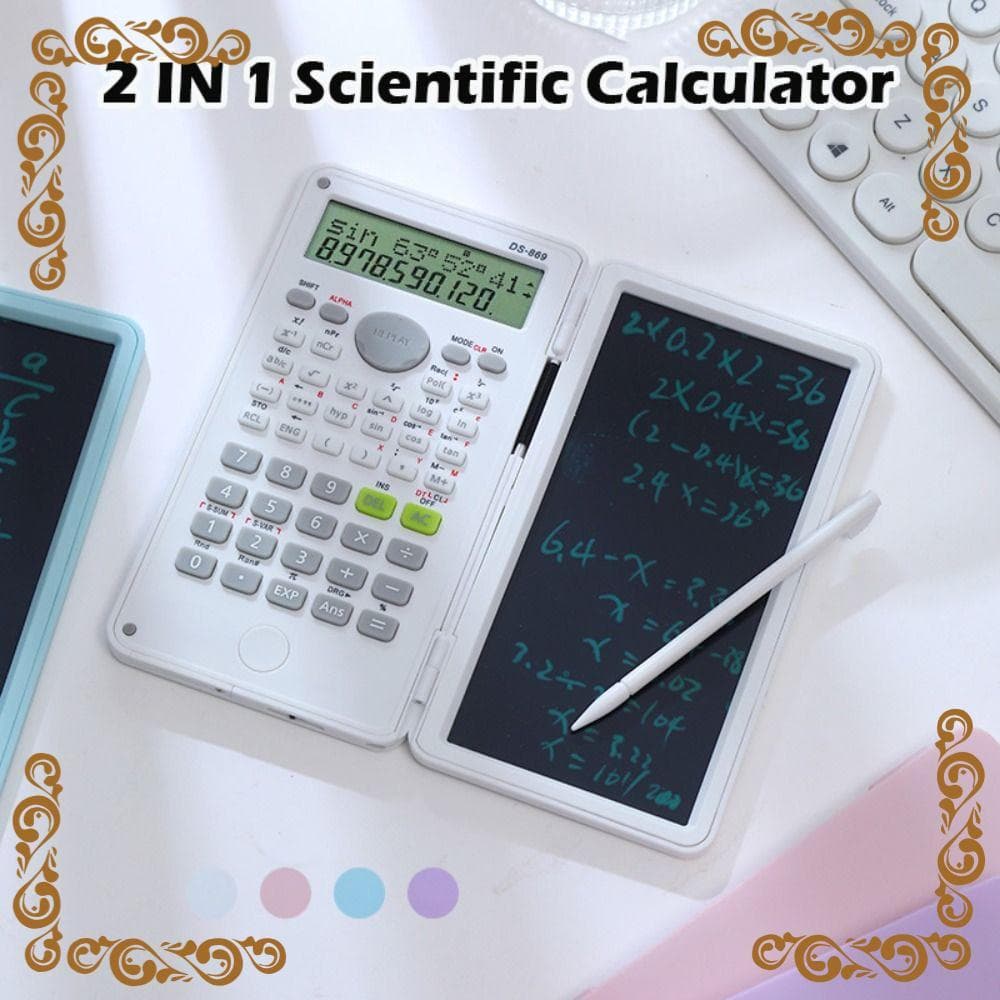 Calculadora Matemática PEONYQ , Científica Dobrável 2 Em 1 Com Bloco De Notas LCD , Placa De Escrita Portátil