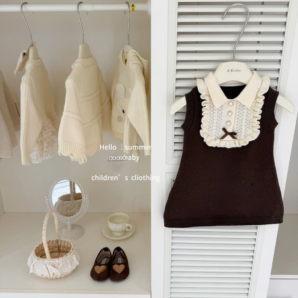 Feminino bebê estilo outono vestido estilo coreano colete francês vestido de malha fungo borda Design roupas infantis pa
