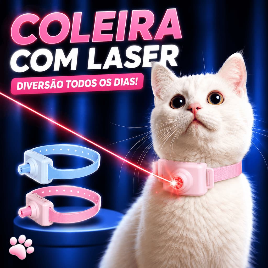 Coleira Laser para Gato USB Recarregável Brinquedo Interativo LED Bateria Interna Alimentação Cabo Cães E Filhotes