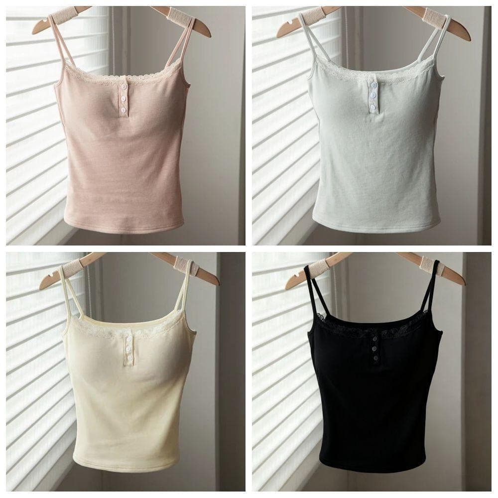 Camisola De Renda , Top Curto Respirável De Algodão , Sutiã Push Up Com Acabamento Em De Cor Sólida