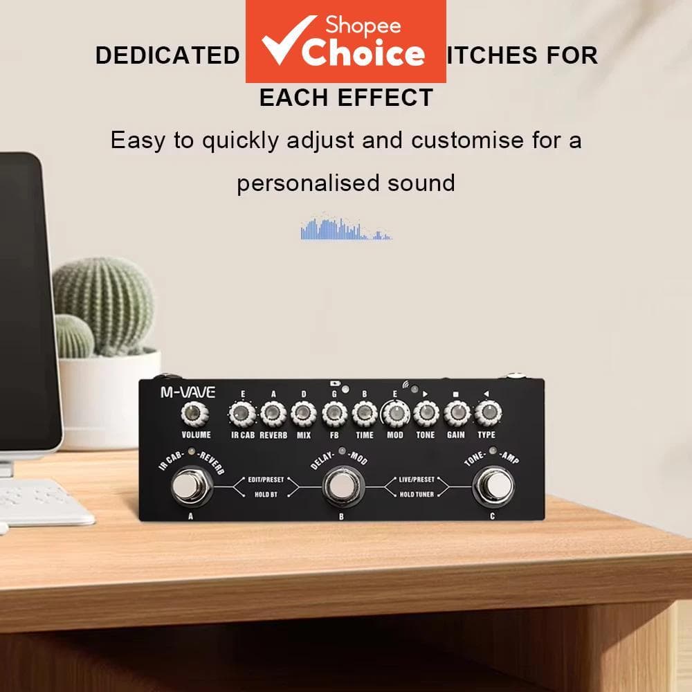 M-VAVE Cubo Bebê Pedal De Efeitos De Guitarra Elétrica 8 IR Gabinete Simulação Atraso Coro Reverberação Design Recarregá
