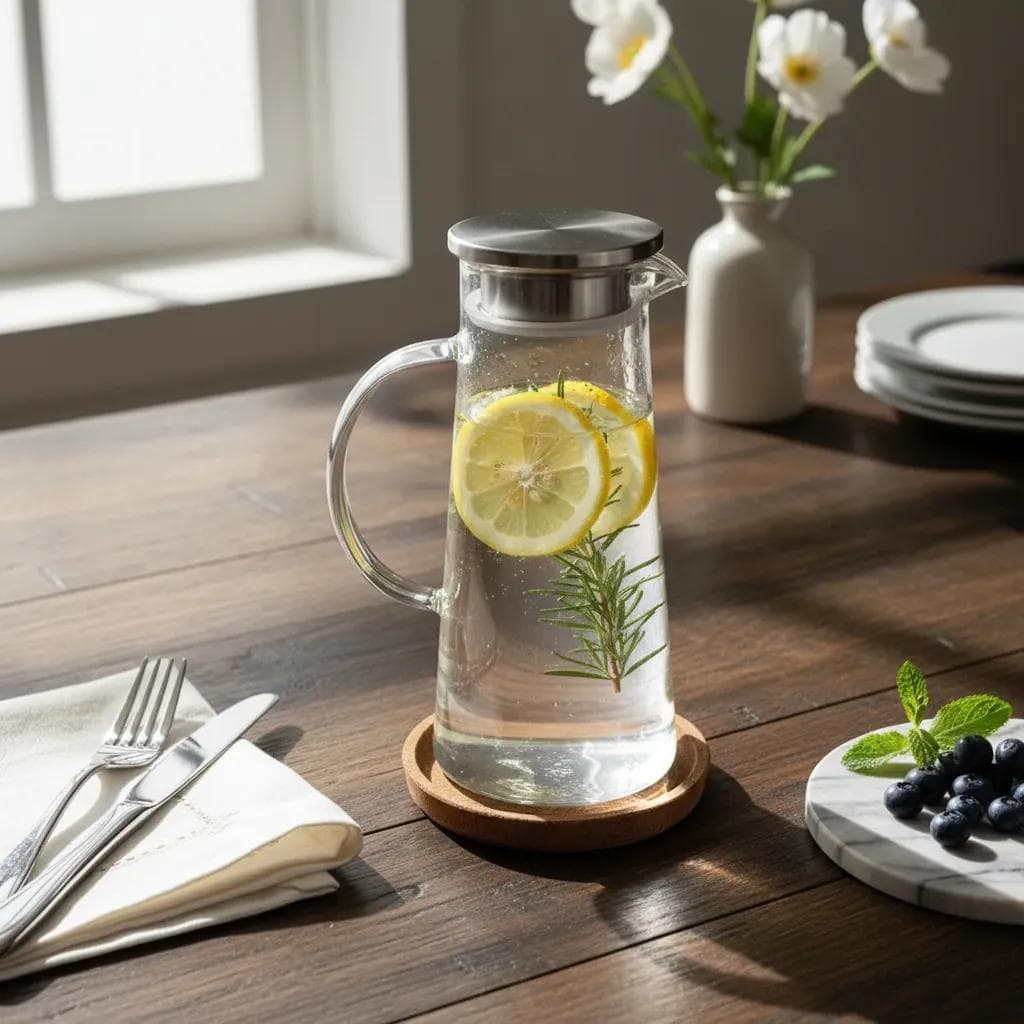 Jarra De Vidro Borossilicato 1,4 L Com Tampa Inox Transparente